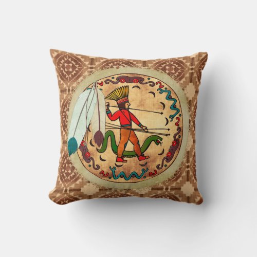 The Warrior Native American Folk Art Throw Pillow