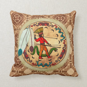 The Warrior Native American Folk Art Throw Pillow
