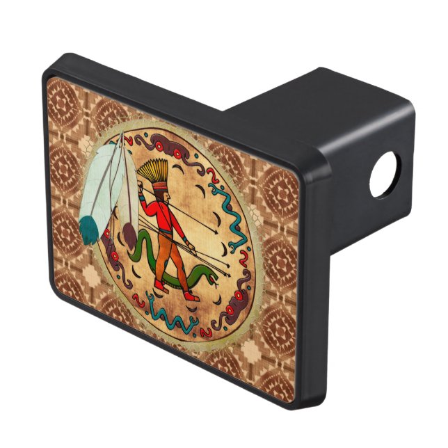 The Warrior Native American Folk Art Trailer Hitch Cover (Top Right)