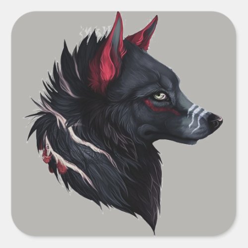 The Warrior Wolf Square Sticker