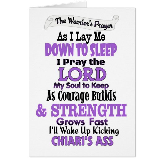 The Warrior's Prayer   Chiari Cards (Front)