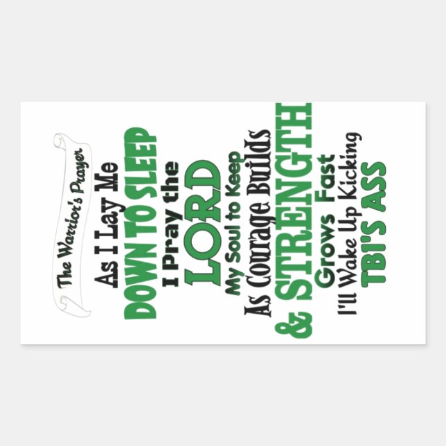 The Warrior's Prayer   TBI Rectangular Sticker (Front)