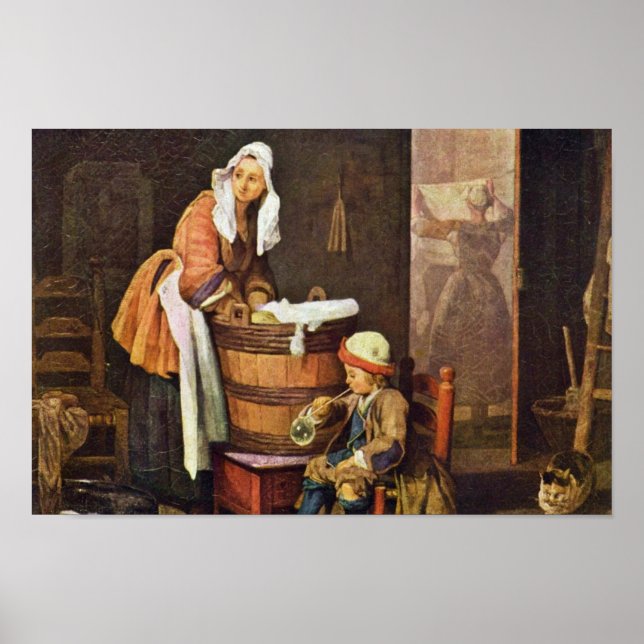 The Washerwoman,  By Chardin Jean-Baptiste Siméon Poster (Front)