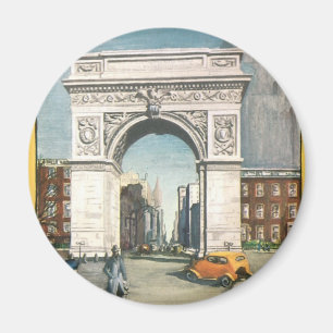 The Washington Arch. New York. Vintage Painting. Magnet