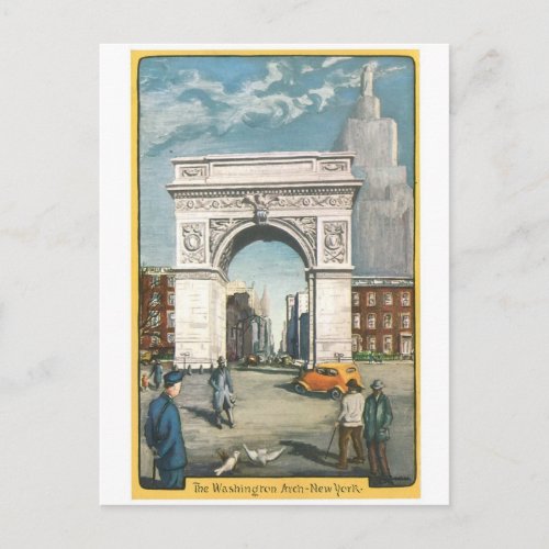 The Washington Arch New York Vintage Painting Postcard