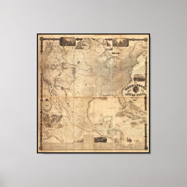 The Washington Map of the United States (1861) Canvas Print (Front)