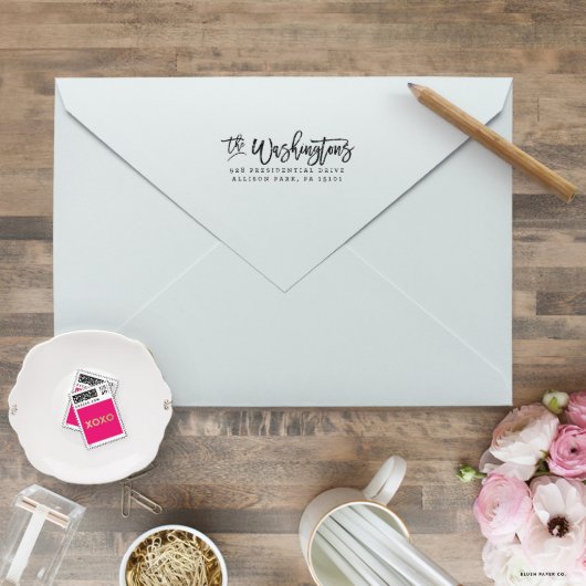 The Washingtons Family Name Return Address Stamp (Envelope View)