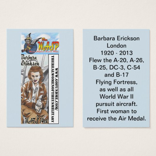 The WASP Barbara Erickson Trading Card (Front & Back)