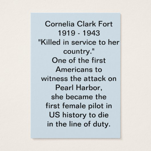 The WASP Cornelia Clark Fort Trading Card (Back)