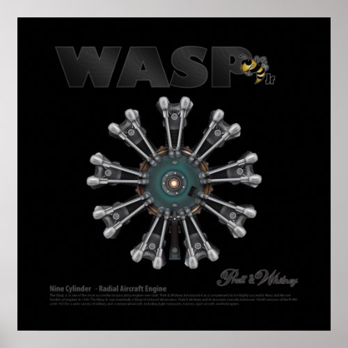 The Wasp Jr Radial Engine Art Poster
