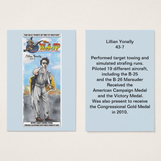 The WASP Lillian Yonally trading card (Front & Back)