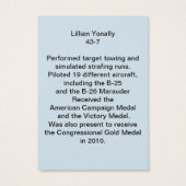 The WASP Lillian Yonally trading card (Back)