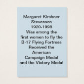 The WASP Margaret Kirchner Trading Card (Back)