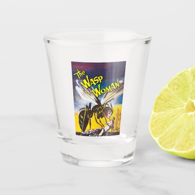 The wasp woman shot glass (Front)
