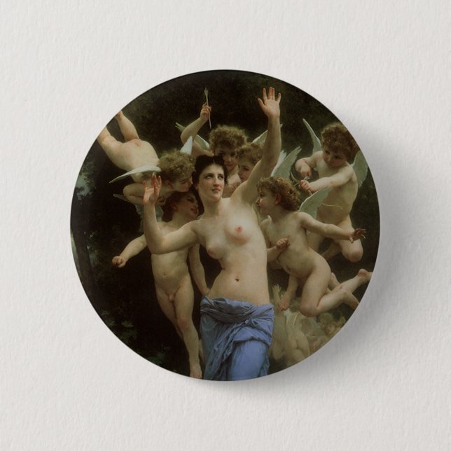 The Wasp's Nest by William Adolphe Bouguereau Button (Front)