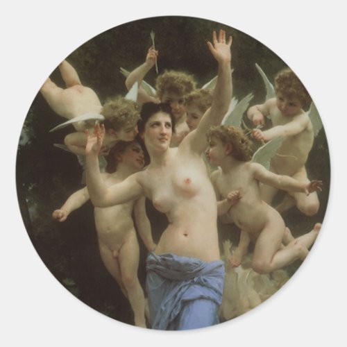 The Wasps Nest by William Adolphe Bouguereau Classic Round Sticker