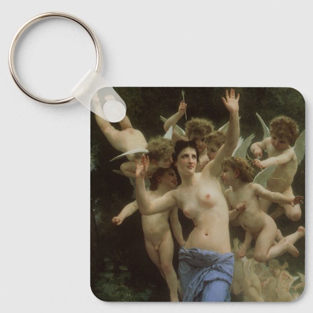 The Wasp's Nest by William Adolphe Bouguereau Keychain (Front)