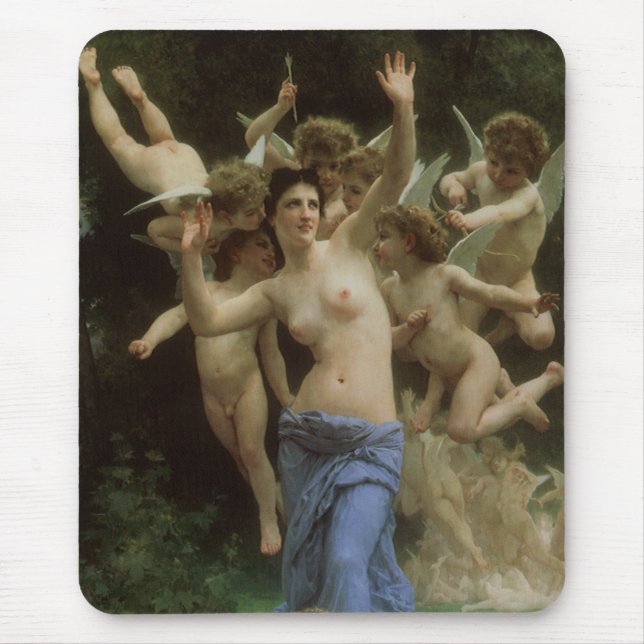 The Wasp's Nest by William Adolphe Bouguereau Mouse Pad (Front)