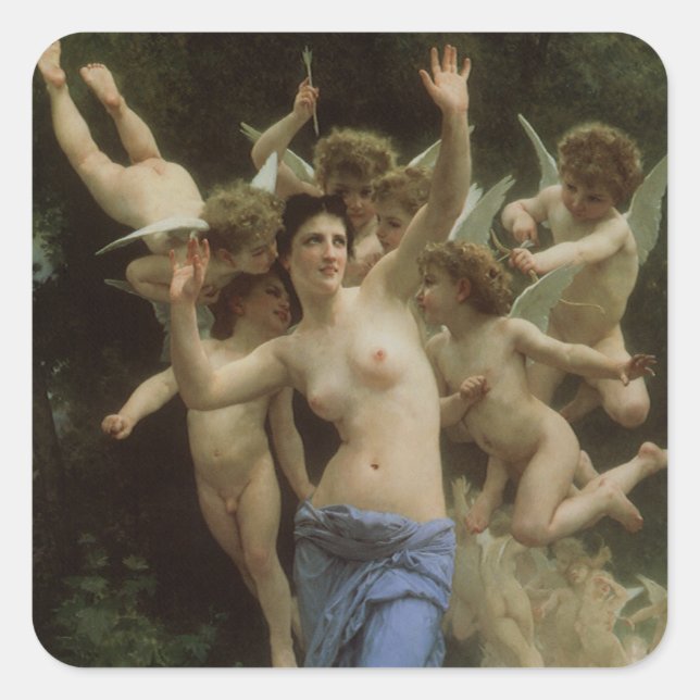 The Wasp's Nest by William Adolphe Bouguereau Square Sticker (Front)