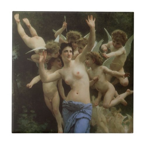 The Wasps Nest by William Adolphe Bouguereau Tile
