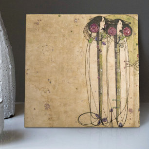 The Wassail Mackintosh Art Deco Wall Decor 1/3 Ceramic Tile