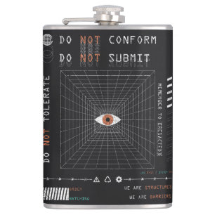 The Watcher - Techno-Brutalist Streetwear Design Flask