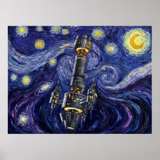 The Watchtower Starry Night Space Station Poster
