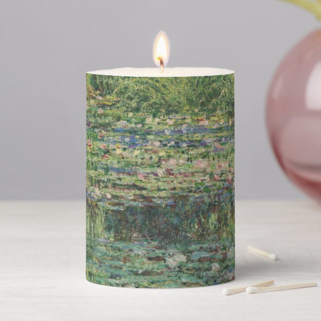 The Water-Lily Pond, Landscape Oil Painting, Monet Pillar Candle (In Situ)