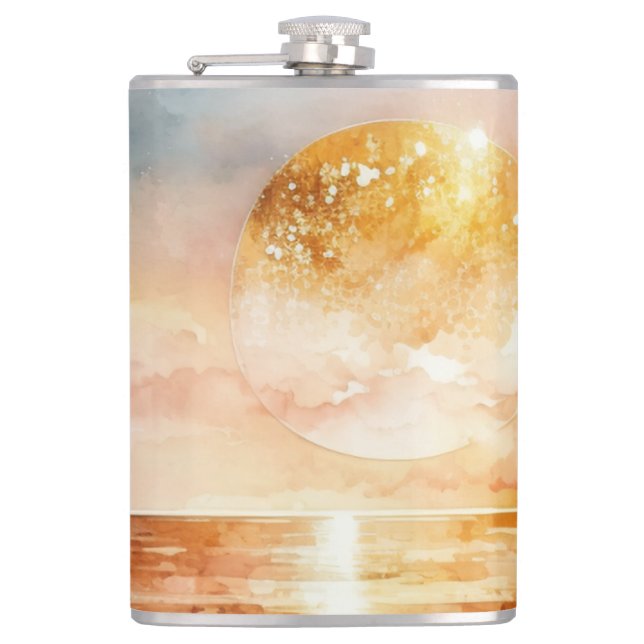The Watercolor Beach Series Design 1 Flask (Front)