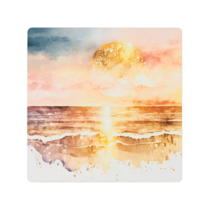 The Watercolor Beach Series Design 1 Metal Print