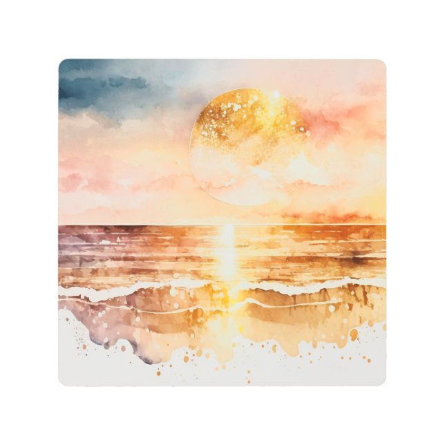 The Watercolor Beach Series Design 1 Metal Print (Front)