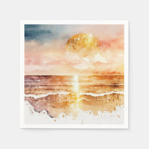 The Watercolor Beach Series Design 1 Napkins