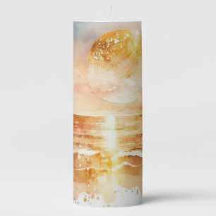 The Watercolor Beach Series Design 1 Pillar Candle