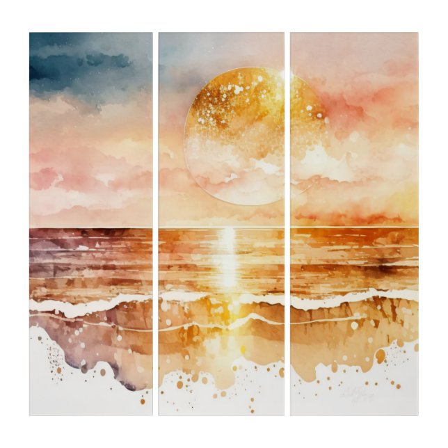 The Watercolor Beach Series Design 1 Triptych (Front)
