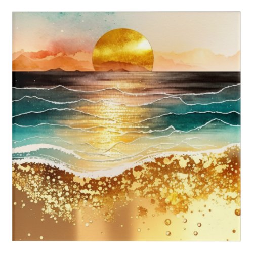 The Watercolor Beach Series Design 3 Acrylic Print