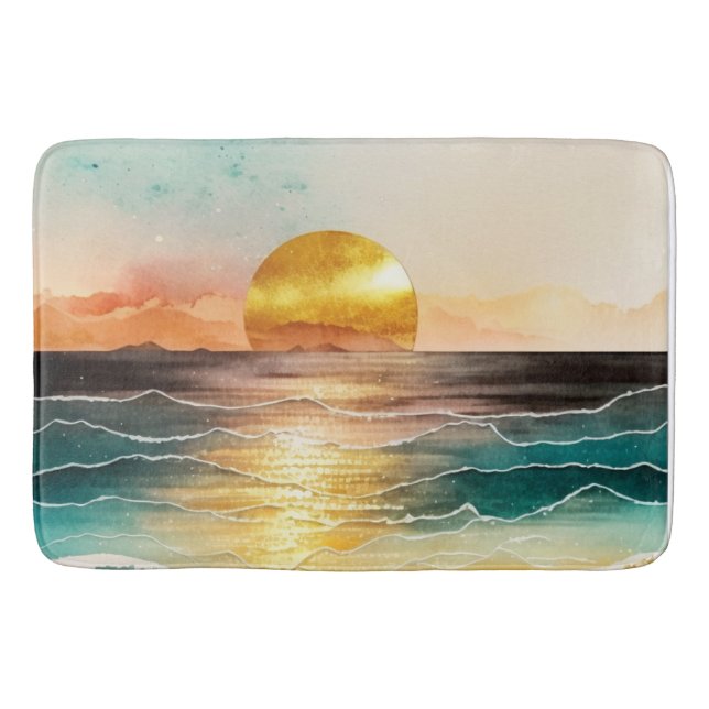 The Watercolor Beach Series Design 3 Bath Mat (Front)