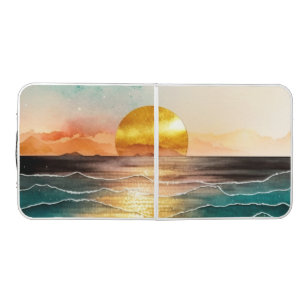 The Watercolor Beach Series Design 3 Beer Pong Table