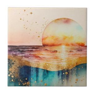 The Watercolor Beach Series Design 3 Ceramic Tile