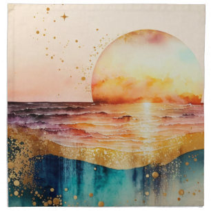 The Watercolor Beach Series Design 3 Cloth Napkin
