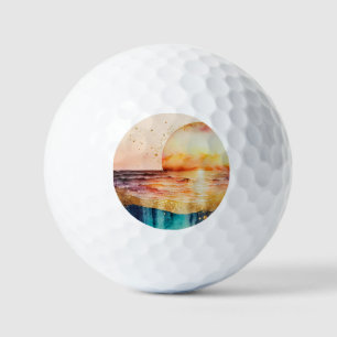The Watercolor Beach Series Design 3 Golf Balls