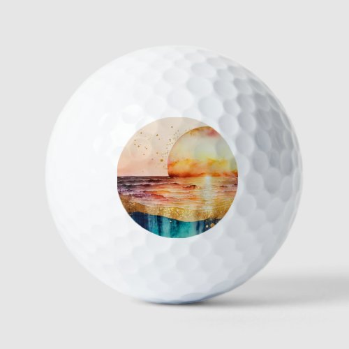 The Watercolor Beach Series Design 3 Golf Balls