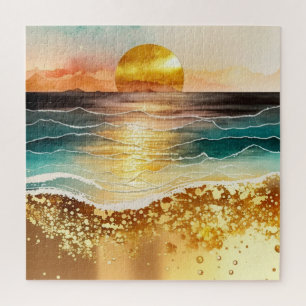 The Watercolor Beach Series Design 3 Jigsaw Puzzle