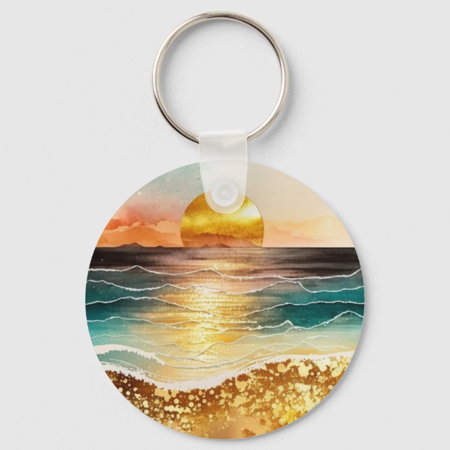 The Watercolor Beach Series Design 3 Keychain (Front)