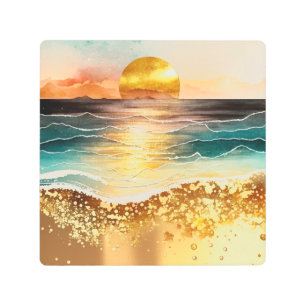 The Watercolor Beach Series Design 3 Metal Print