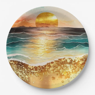 The Watercolor Beach Series Design 3 Paper Plates