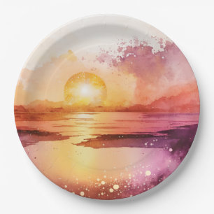 The Watercolor Beach Series Design 3 Paper Plates
