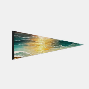 The Watercolor Beach Series Design 3 Pennant Flag