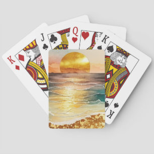 The Watercolor Beach Series Design 3 Poker Cards