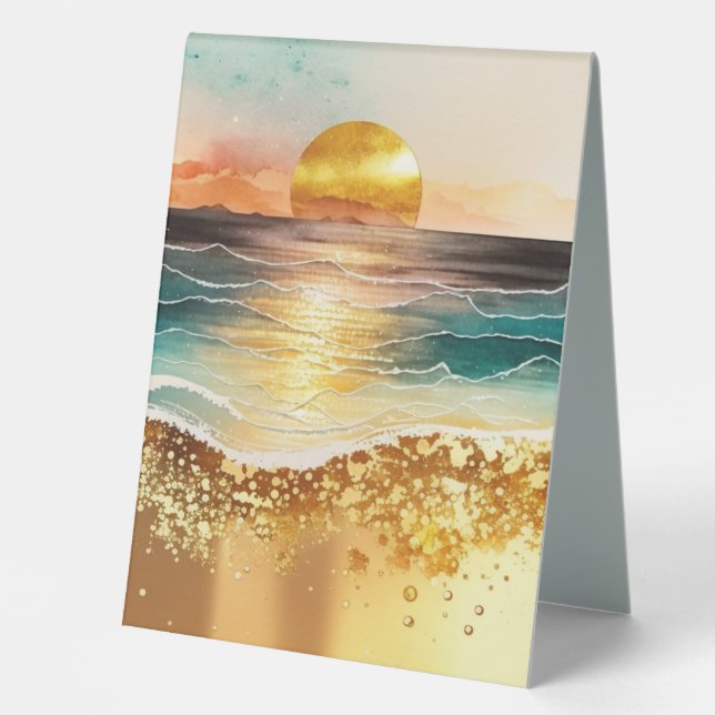 The Watercolor Beach Series Design 3 Table Tent (Front)