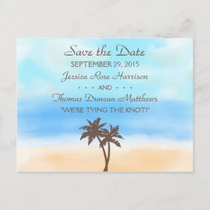 The Watercolor Beach Wedding Collection Announcement Postcard